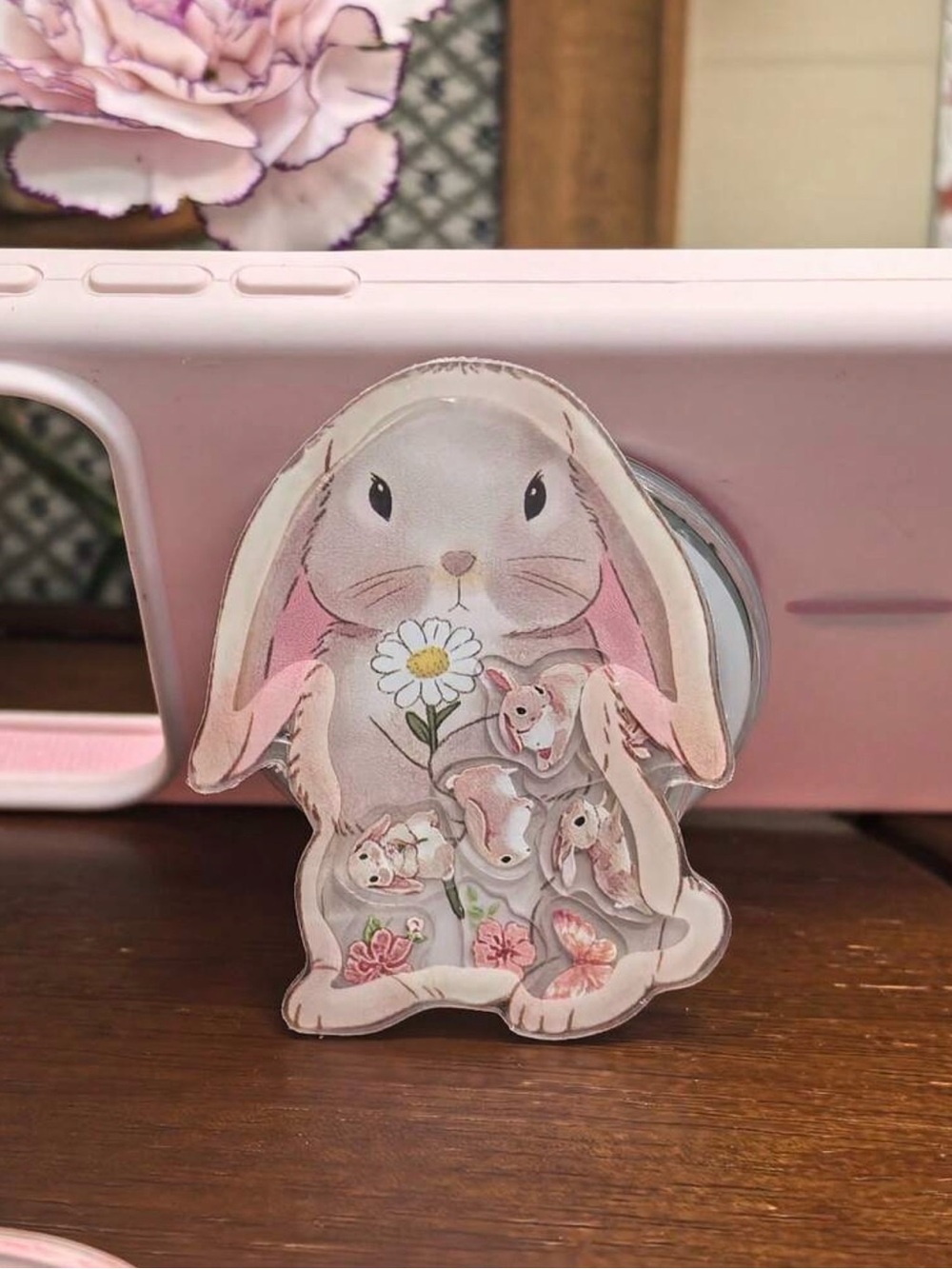 🐰Lop Ears Rabbit Quicksand Style Rotatable Popsocket🐰